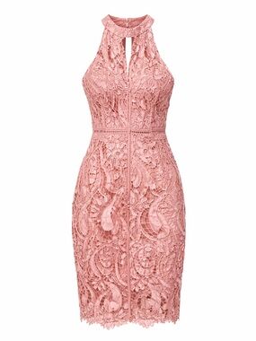 Bardot Pink Lace Halter Cocktail Dress